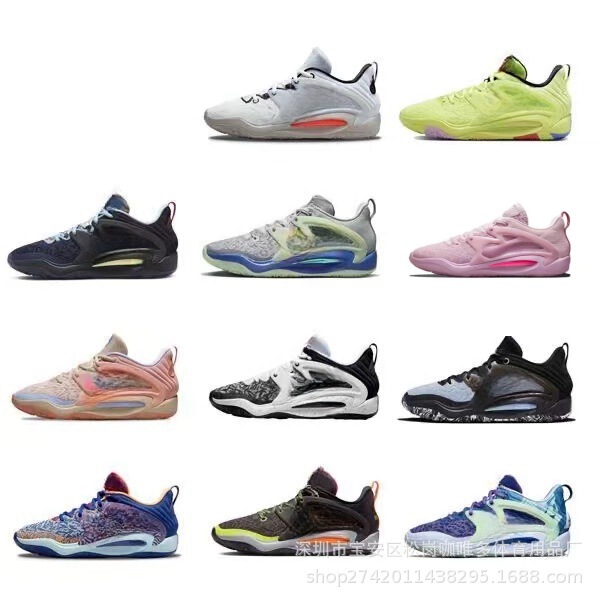 Putian Durant 15 generation basketball shoes men's KD15 air cushion breathable combat sneakers women's all-star Pink Mandarin duck slow