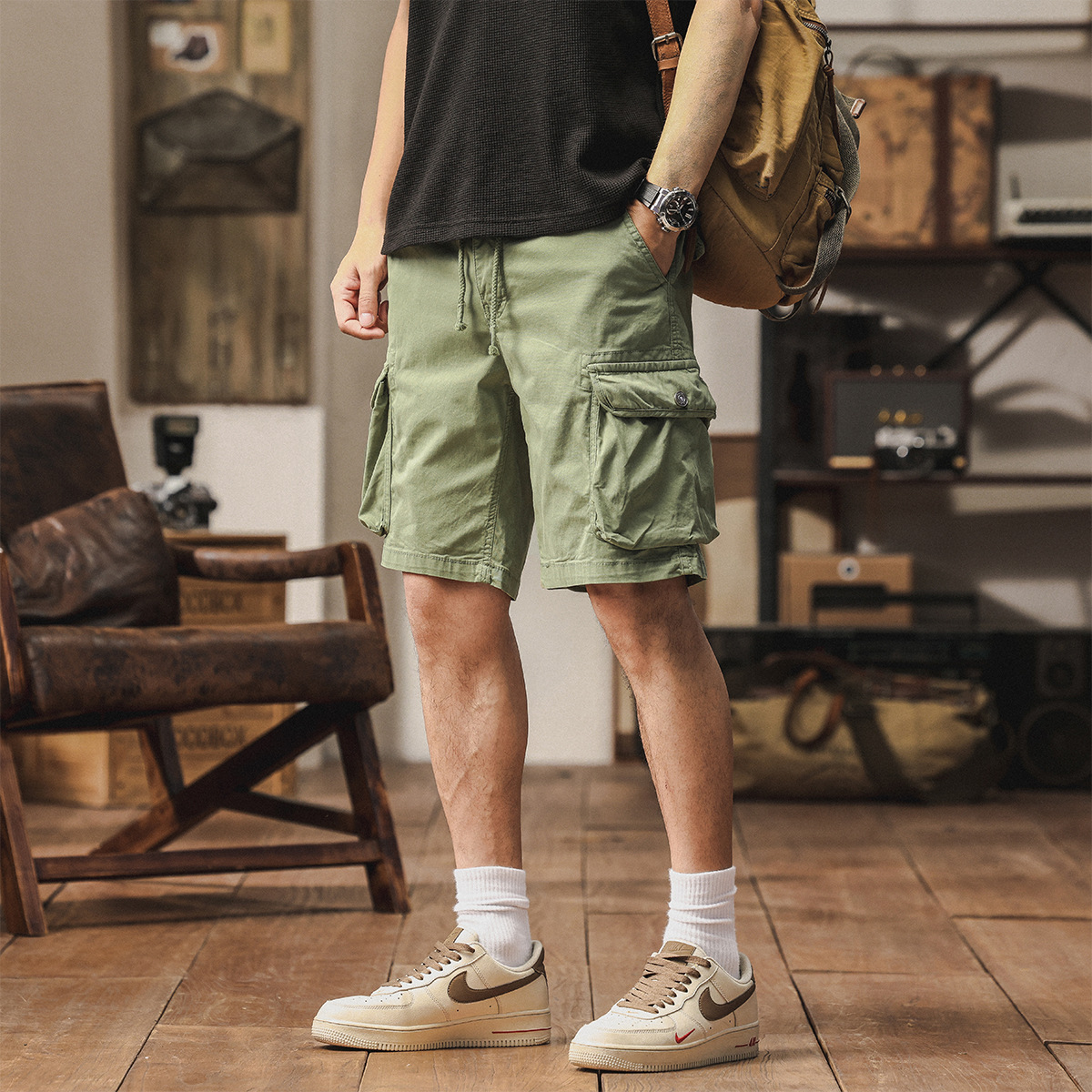 Multi-Pocket Workwear Shorts Men's Summer American Style Retro Loose Straight Casual Shorts Trendy Trendy Pants