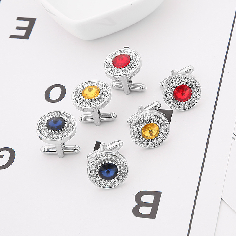 Heißer Verkauf Kreative Diamant Blau Kristall Manschettenknöpfe Französisch Hemd Knopf Manschettenknöpfe_voghion.com