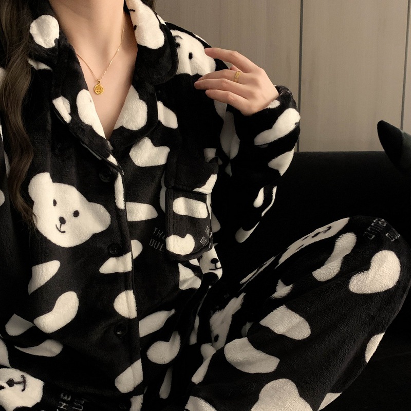 [autumn and winter-flannel] black q bear (thick and velvet)