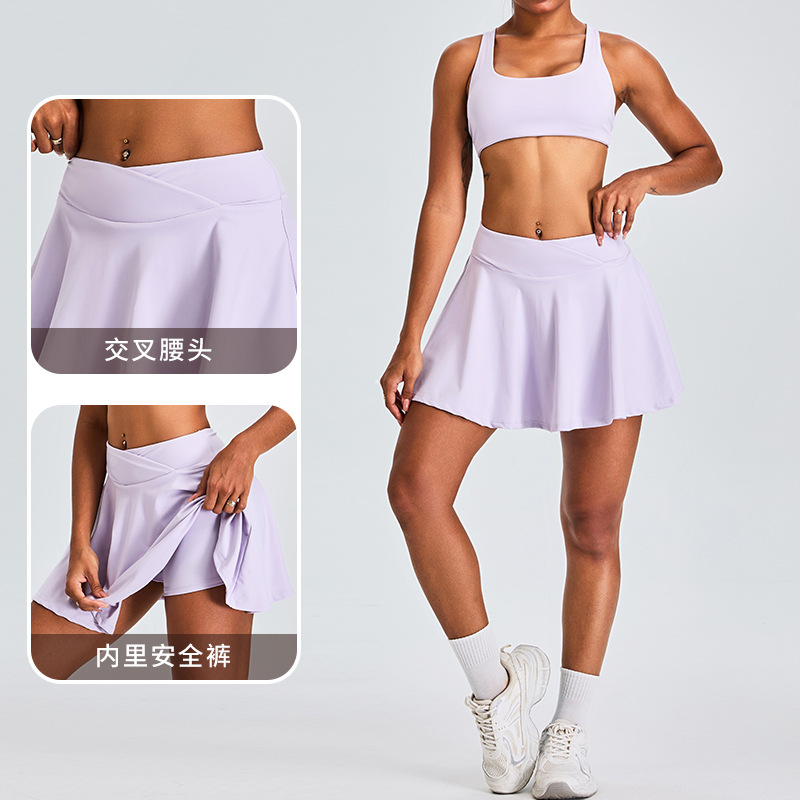 Nuevo cross-border abdominal yoga falda corta de mujer anti-luz tenista pantalón de calzado de acondicionamiento físico forrado correa