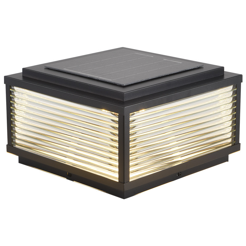 Impermeable solar al aire libre patio al aire libre lámpara de cabeza de columna de inducción LED vidrio de aluminio chino paisaje jardín lámpara de pared
