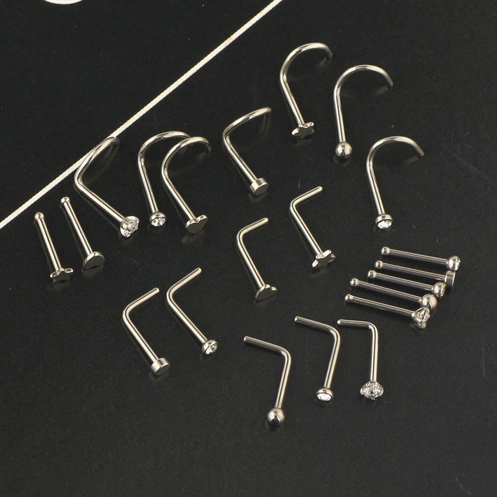 Stainless Steel Geometric Nose Stud Set - Body Piercing Jewelry Accessories Nose Ring Kit detail image 8