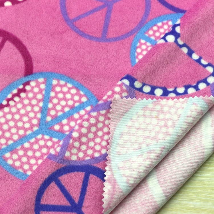飞轮印花超柔短毛绒面料针织经编飞盘分散印花单面超柔短毛绒布料