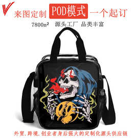 跨境POD一件起订透明PVC餐包大容量时尚手提便当包野餐零食收纳包