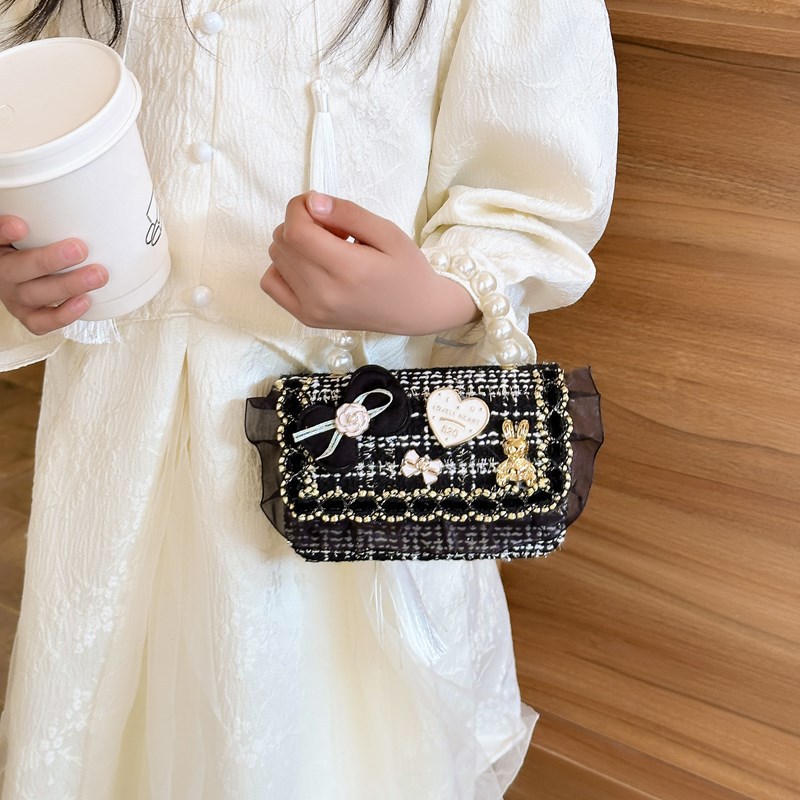 2025 nuevo estilo coreano de viento de fragancia mini niñas princesa de perlas portátil hombro único accesorios bolsos para niñas