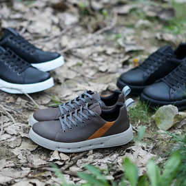 莞产！高端严选！厚底头层牛皮！男士新品防水透气舒适休闲鞋潮