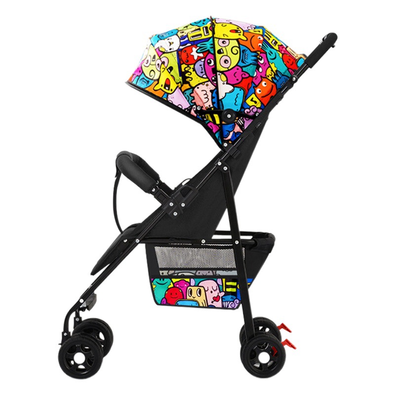 Venta al por mayor cochecito de bebé ligero plegable sentado y acostado Niños Bebé niños cochecito de cuatro ruedas con un solo clic colección y entrega de coches