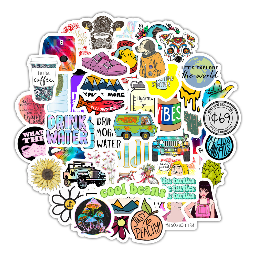 Rosa púrpura serie fresca vsco chica taza de agua botella de agua pegatinas ins Amazon dibujos animados niños pegatinas