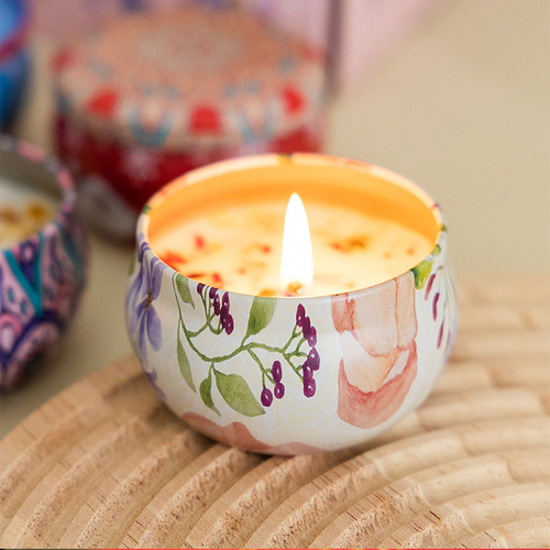 2.5oz Tinplate DIY Soy Wax Scented Candle Home Bedroom Decoration Sleeping Scented Candle Plant Essential Oil Aromatherapy