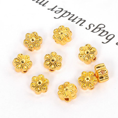 銅鍍18K真金六邊形花瓣隔珠14K包金保色串珠散珠DIY手鍊配件D139