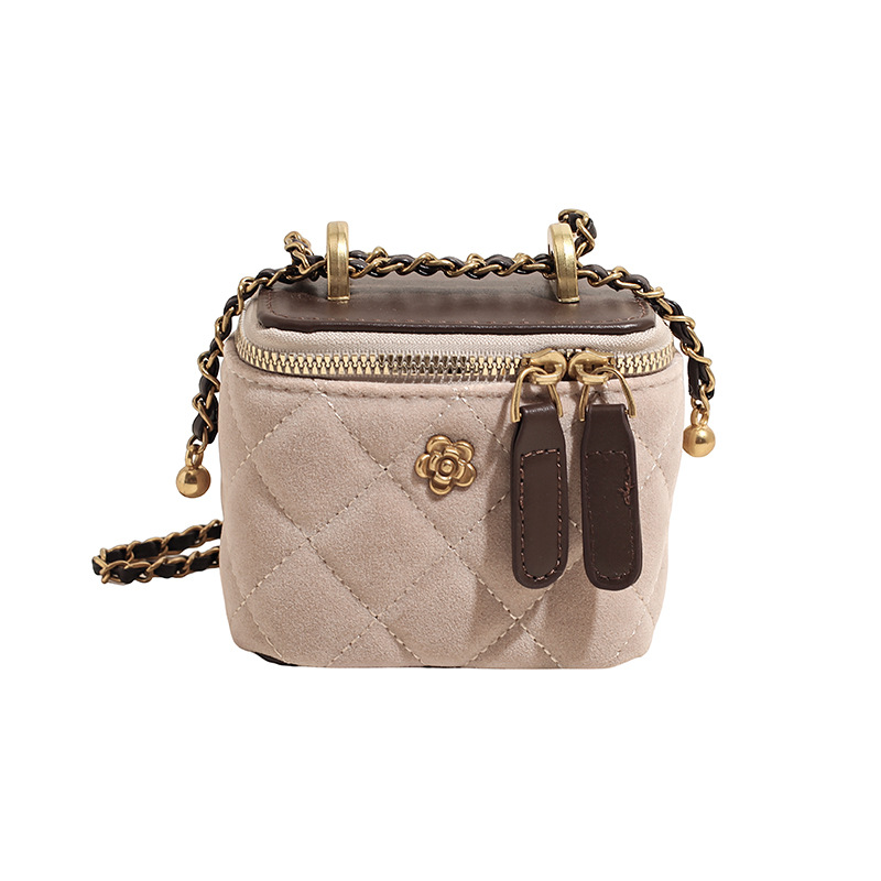Caja de mano bordada de diamante bolso pequeño cuadrado para mujeres 2025 nuevo cross-border retro empalme cadena mochila de hombro