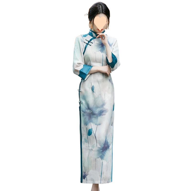 旗袍新款2025新中式改良年轻款少女气质秋冬长款长袖连衣裙|undefined