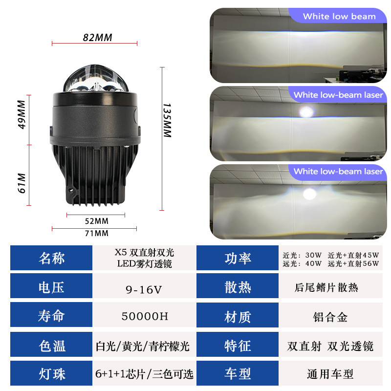 Venta caliente nueva X5 doble lente de luz directa LED 3 pulgadas 56W luz láser de alta potencia a prueba de agua cerca de todo image 4
