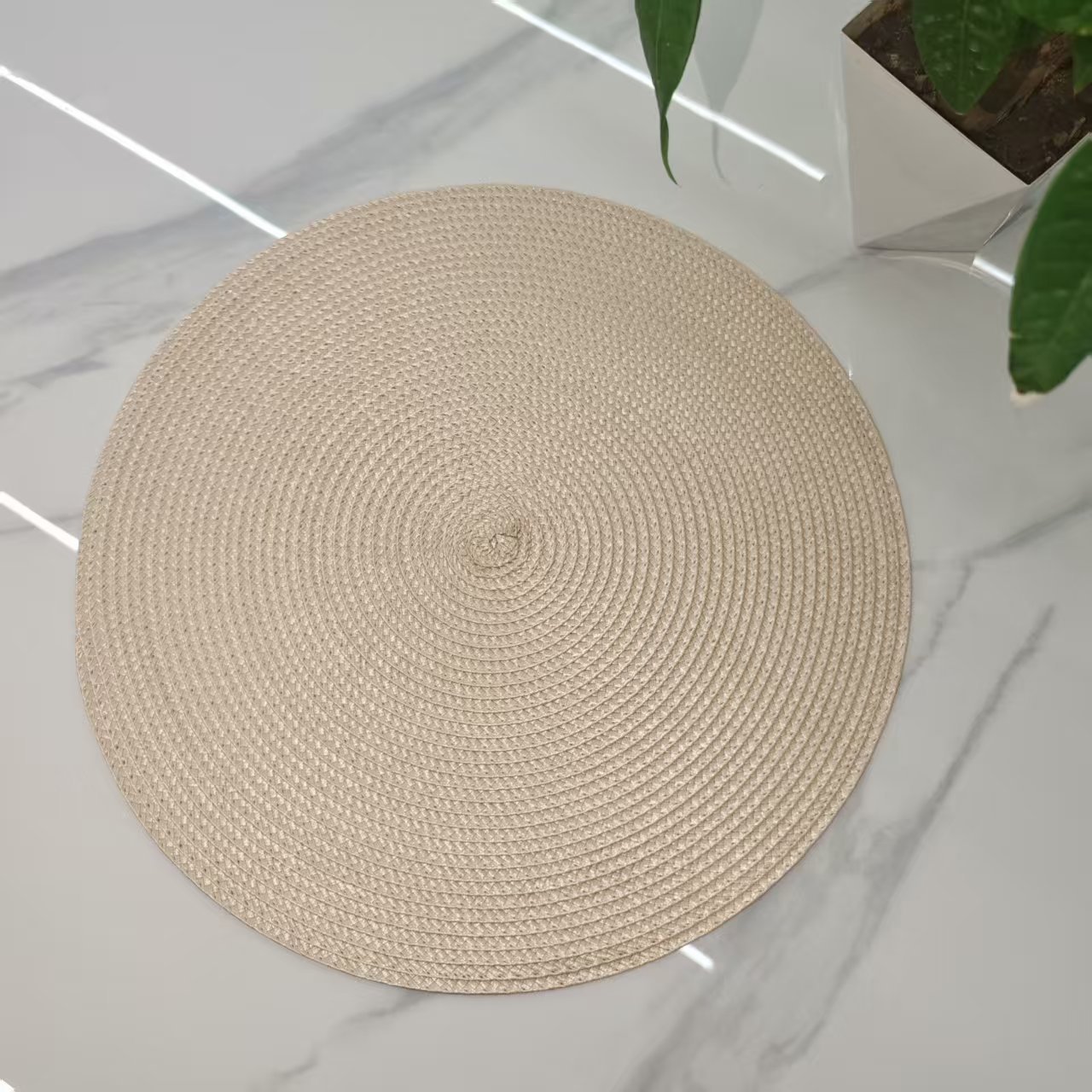 PP almohadilla de comedor tejida a mano ecológica almohadilla de aislamiento térmico europea y americana almohadilla de decoración de color sólido explosión multicolor almohadilla de mesa opcional image 19