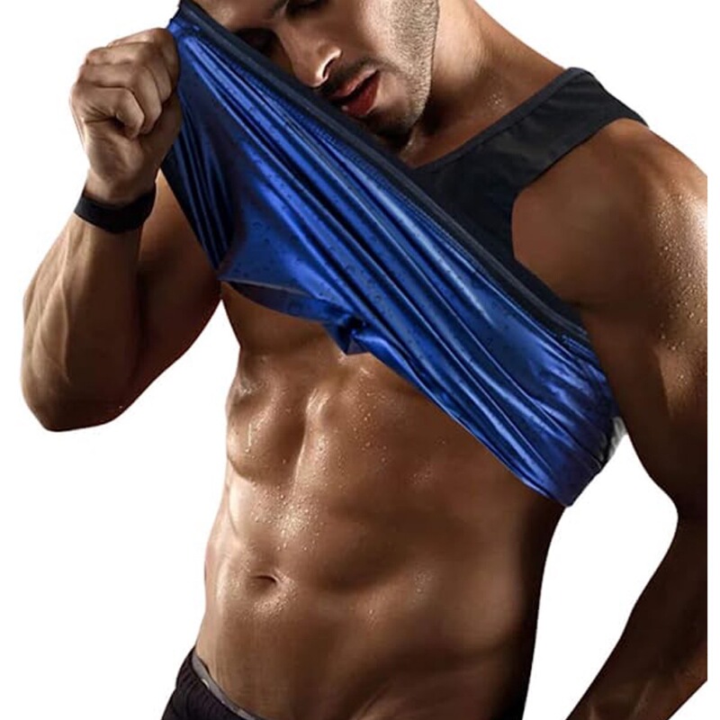 Sweaty Clothing European and American Large Size Men's Body Shaper Fitness Sweaty Abdominal Tinting Vest Sports Vest Sauna Clothes Tunic Top