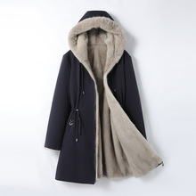 冬季新款双面穿派克服水貂内胆尼克服女长款皮毛一体外套皮草大衣