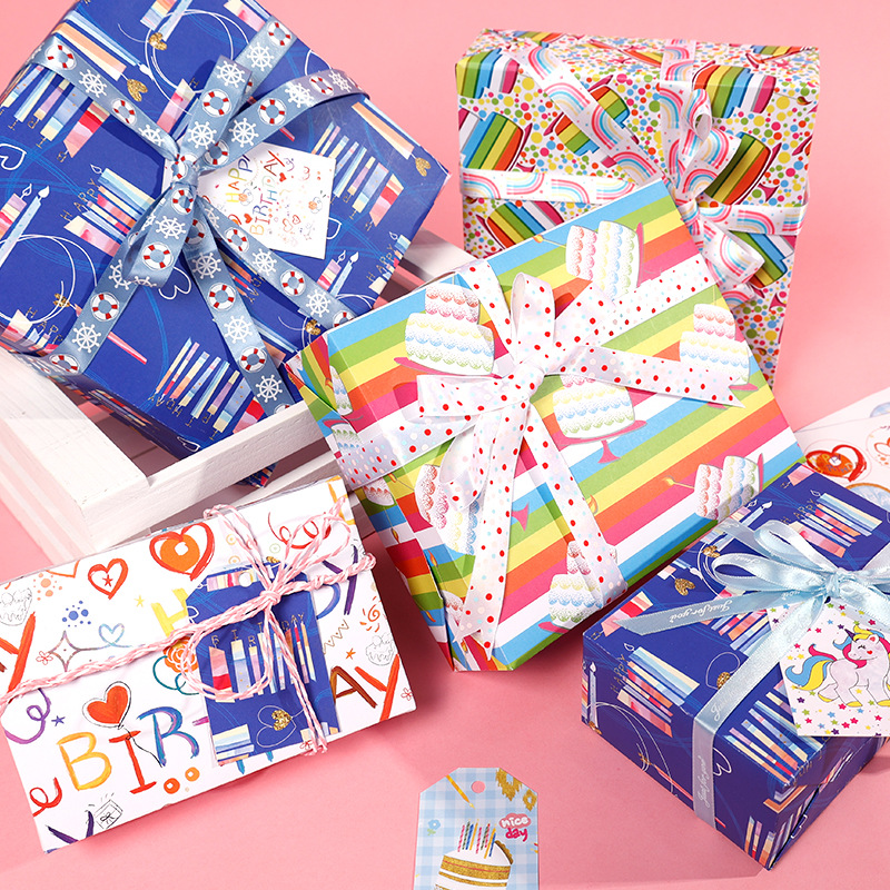 Nuevo producto transfronterizo Papel de embalaje de regalo del día del niño Papel de embalaje de regalo de feliz cumpleaños Papel de embalaje de juguete lindo de dibujos animados