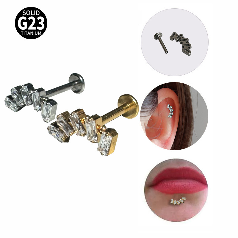 F136 Europe and America Simple models personality Trend g23 Diamond zircon Ear Studs electroplate Specifications American style men and women