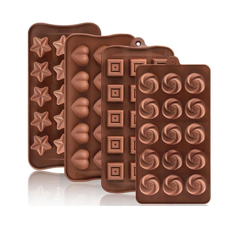 Molde de silicona de grado alimenticio para chocolate, bandeja de hielo con forma de corazón para dulces, molde para hornear pasteles, pudín y fondant