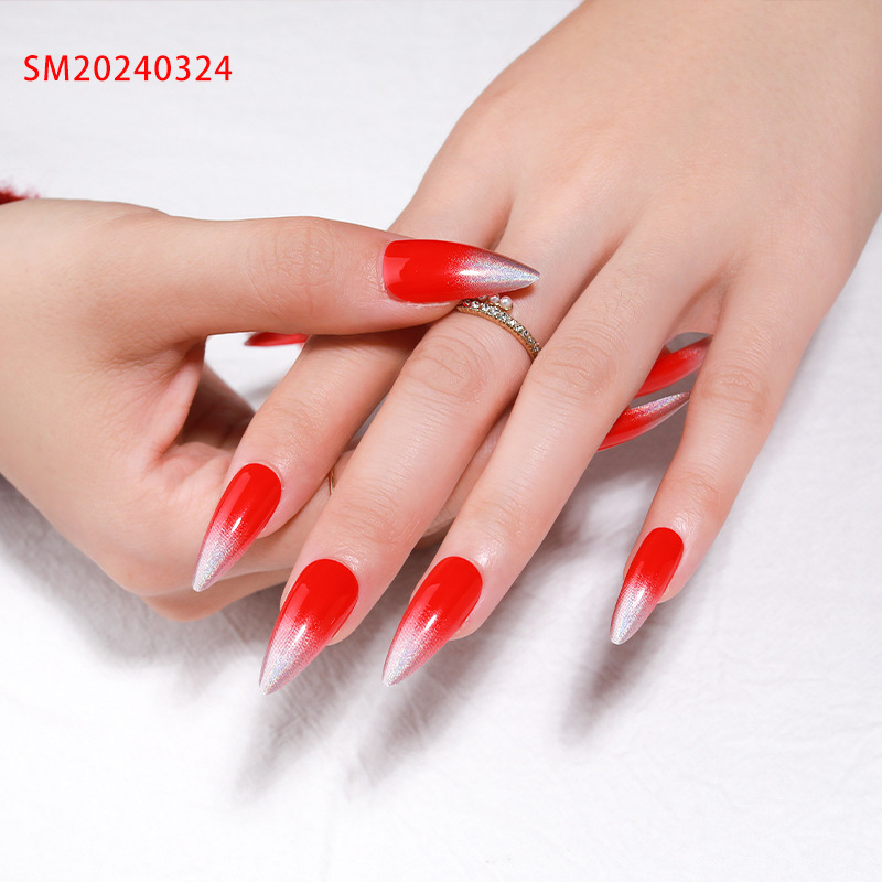 Boxed Design Stiletto Heel Covering Pointed Armor Snooping French Fake Nail Nail Finished SM20 Collection Glue