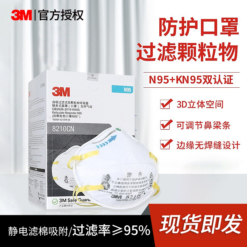 3M máscara al por mayor 8210cn Haze polvo industrial pulido carbón mina de partículas de materia montado en la cabeza máscara de polvo N95