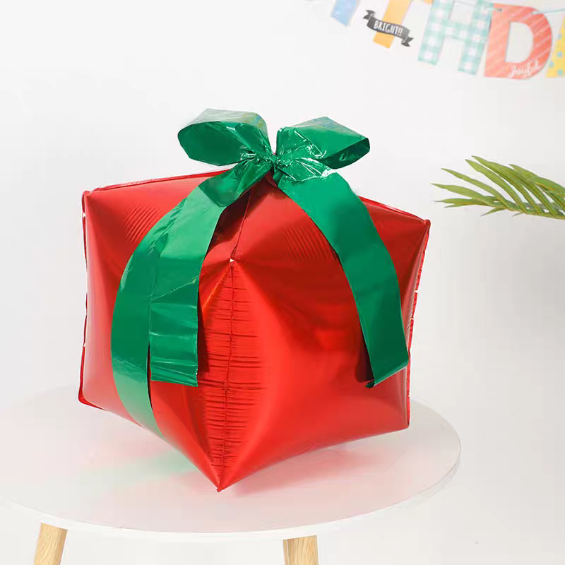 22 pulgadas 4D bola cuadrada caja de regalos de globo de película de aluminio decoración de Navidad decoración de globo comercio exterior transfronterizo