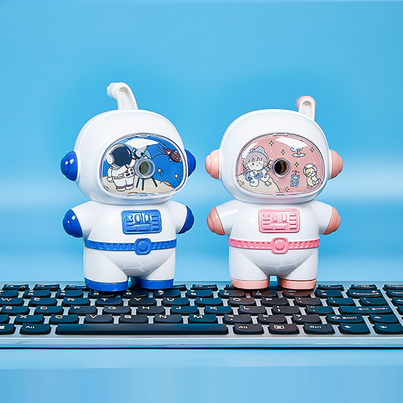 Dibujos animados astronauta sacapuntas Sacapuntas de lápiz de manivela suministros escolares Sacapuntas de lápiz automático sacapuntas al por mayor