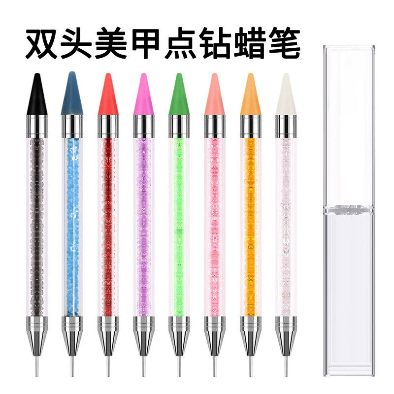 Двусторонняя ручка для маникюра с тиснением в горошек, средство для удаления липкой дрели, маникюрный мелок, белый восковой материал, маникюрный инструмент