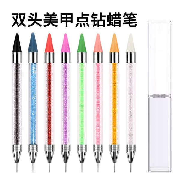 Manicure Double-Ended Embossed Dot Pen, Sticky Drill Remover, Manicure Crayon, White Wax Material, Manicure Tool