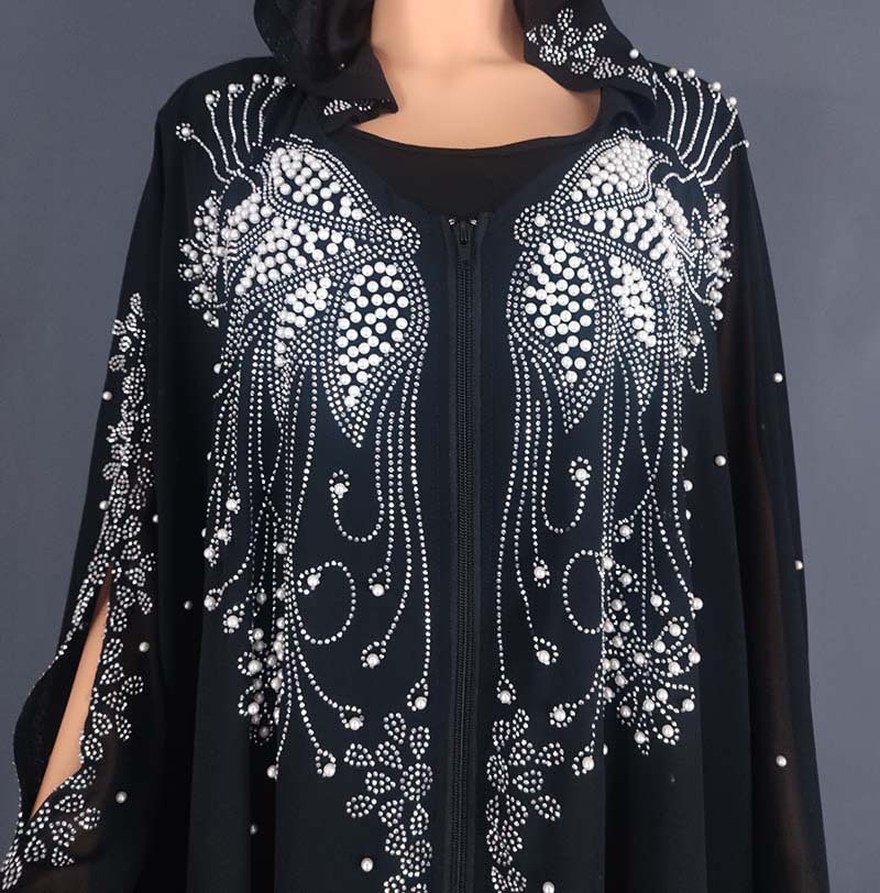 Cross-border Middle East Dubai Best-Selling Popular Long Robe Rhinestone Cardigan Dress 8869_ecoleips.com