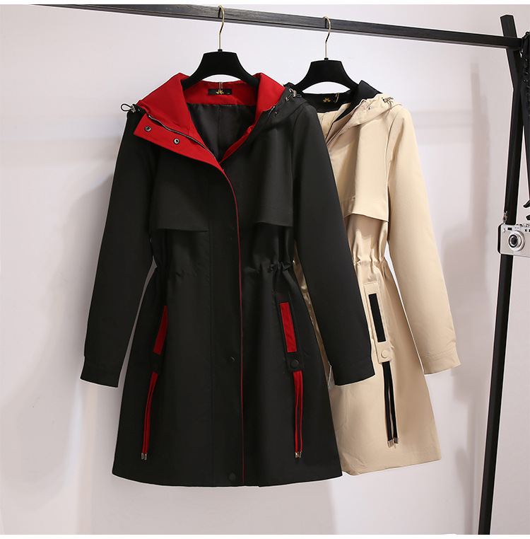 Women's Clothing Large Size Hooded Windbreaker For Women Long Autumn New Loose Slim Temperament Casual Versatile Jacket_voghion.com