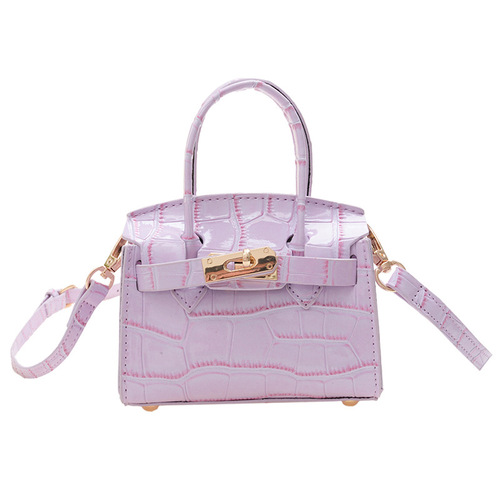 European and American Retro Children's Handbag  Western Fashion Girls Crossbody Bag Stone Pattern Platinum Kelly Bag Women's Bag