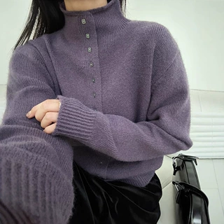 厂家直销高领针织衫女26年新款韩系慵懒风内搭宽松休闲显瘦打底衫
