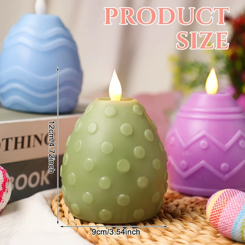 Cross -border Easter Resurrection Eggless Flameless LED Candle Light Easter Egg Candle Light