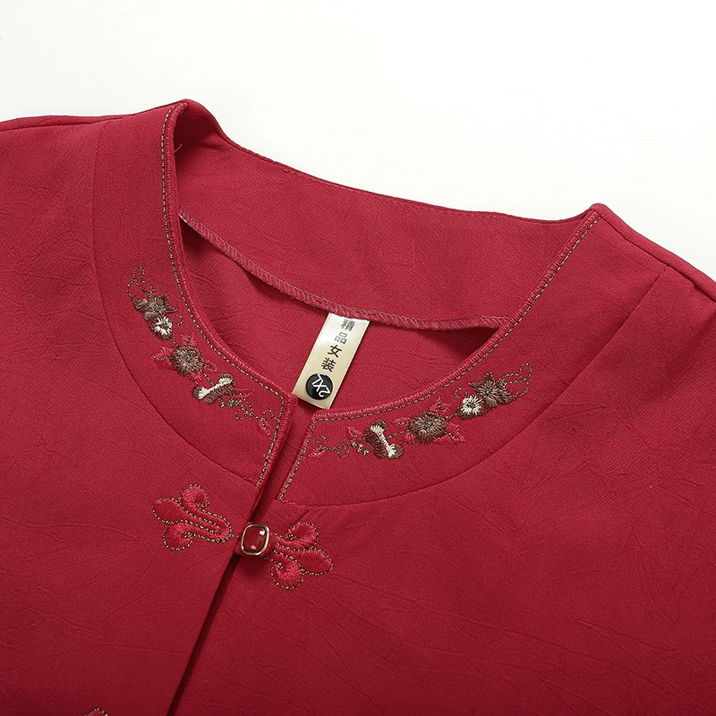 Summer shirt with a round collar, for middle age, plus size, loose fit, Chinese style