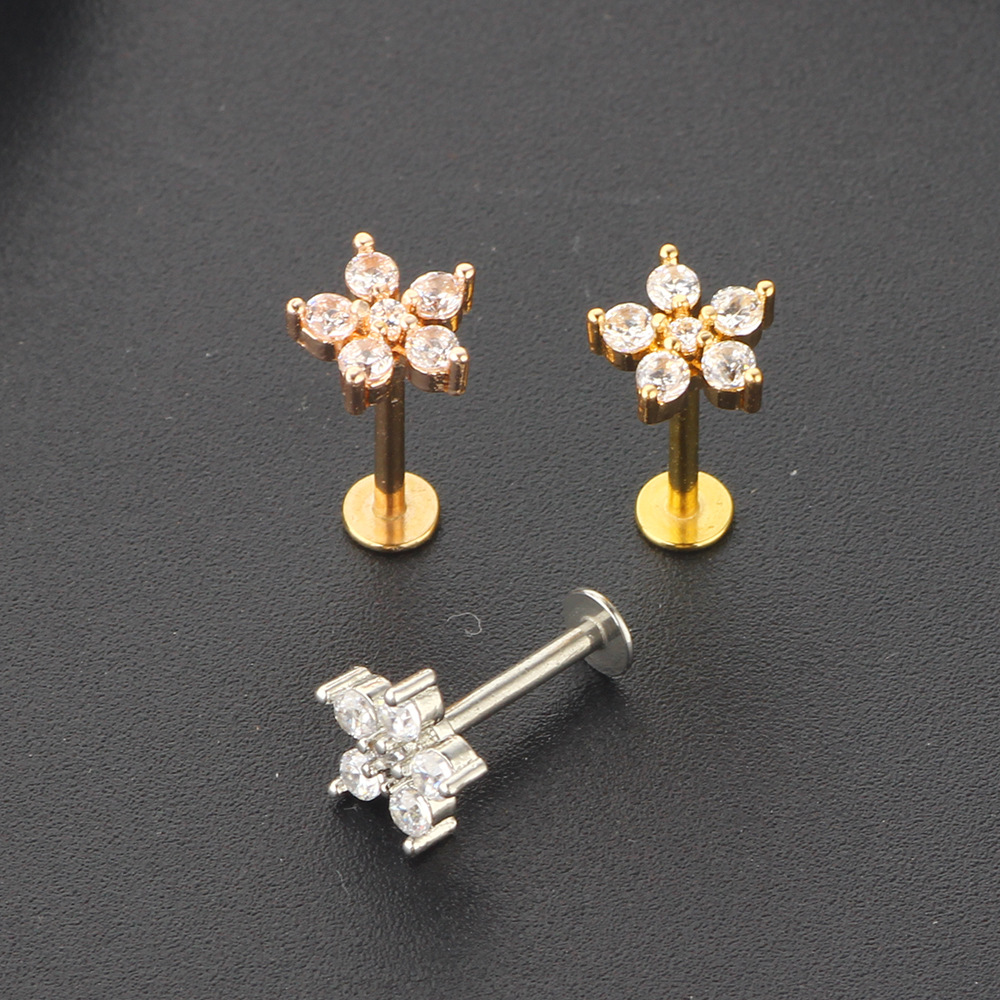 Simple Style Geometric Stainless Steel Inlay Ear Studs 1 Piece