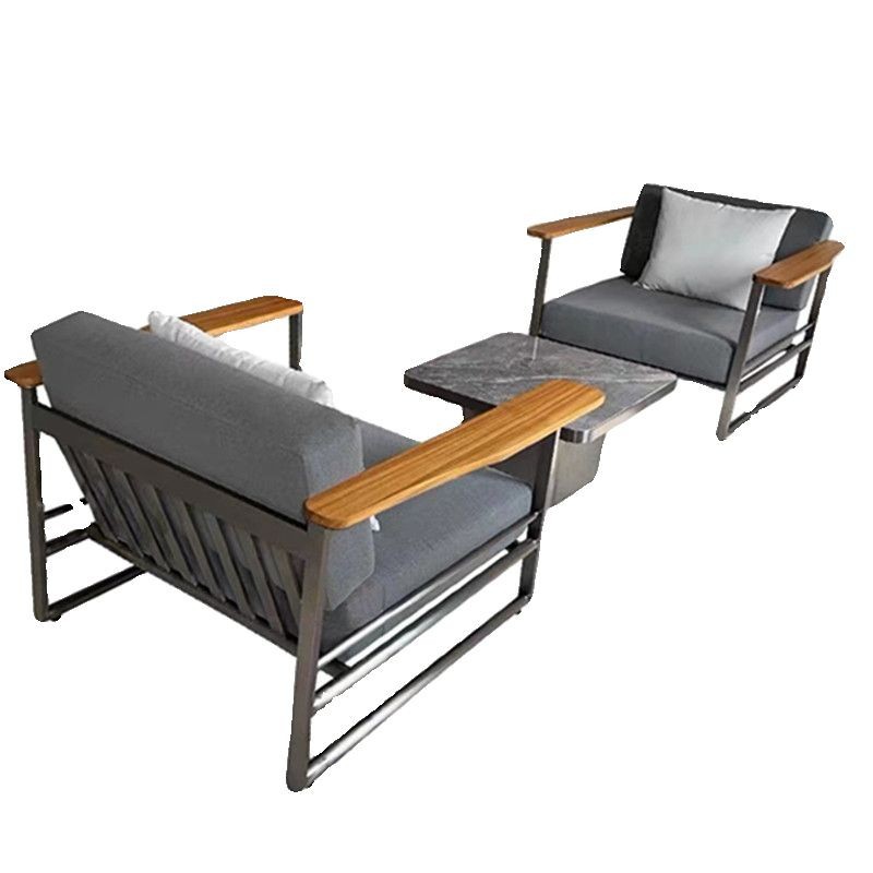 Sofá de acero inoxidable al aire libre, impermeable y protector solar, villa minimalista moderna, jardín de ocio, combinación de muebles de aleación de aluminio