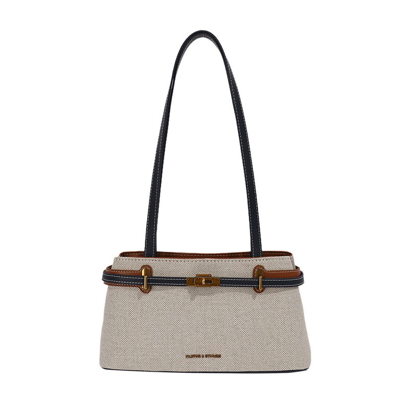 Textura de lino simple versátil alta sensación bolso de hombro de nicho para mujeres de diseño de viaje al trabajo bolsa de ocio