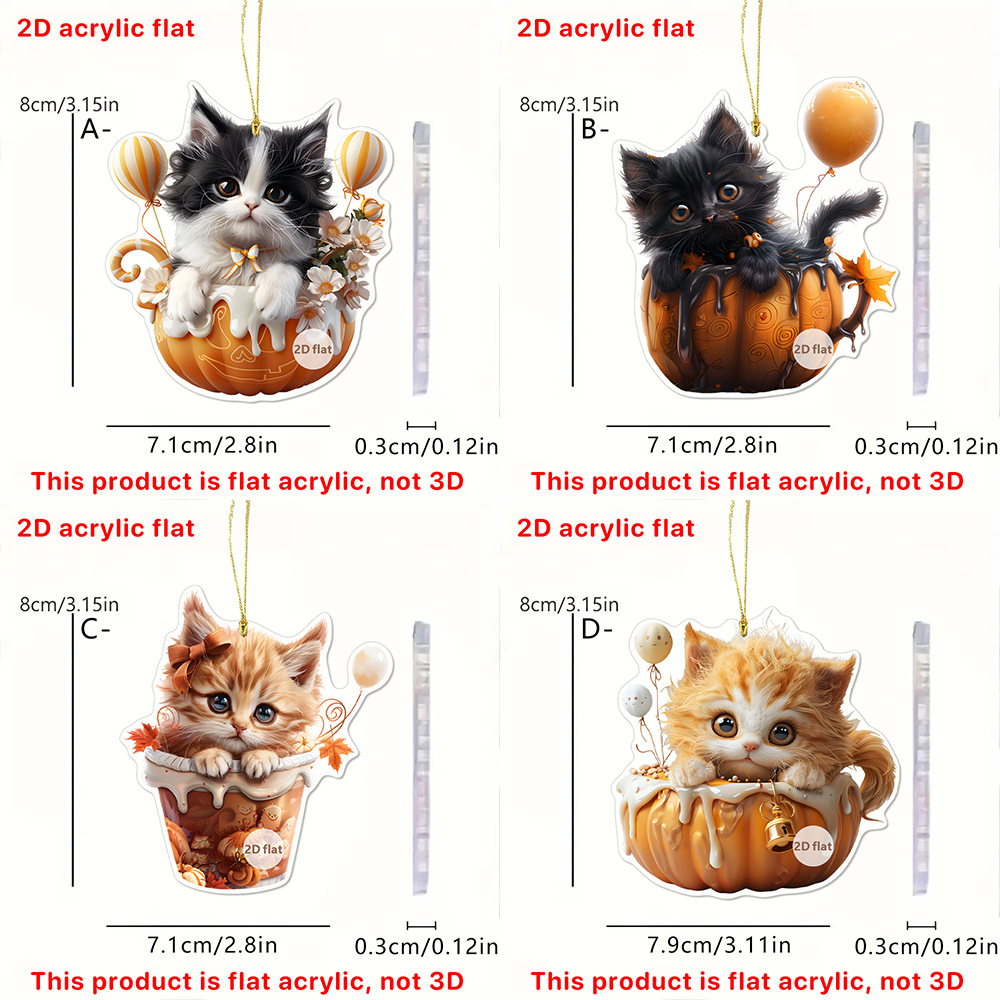 Halloween Púrpura Fairy y Chickpea Cat Keychain Colgante Decoración acrílica 2D Colgante Decoración del automóvil