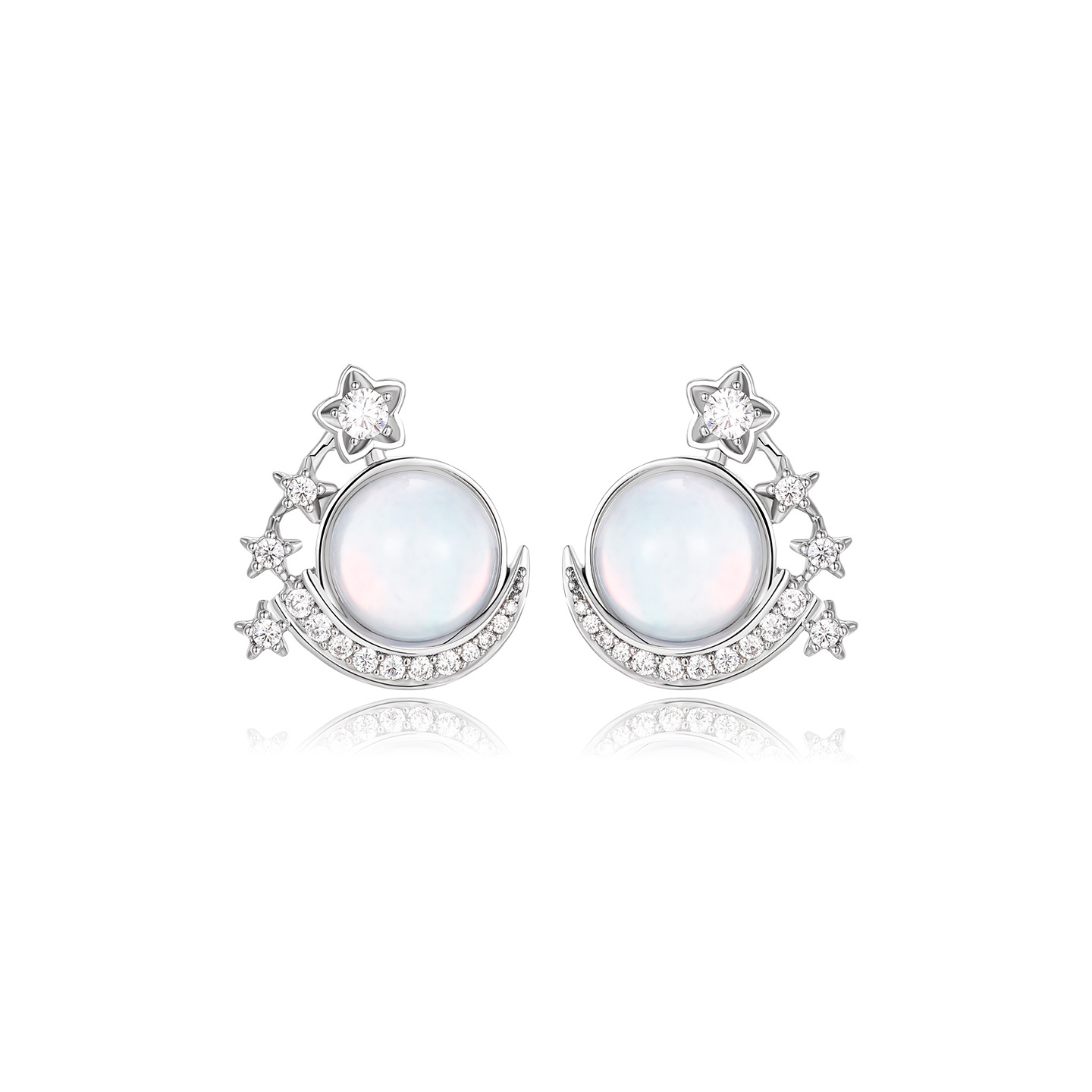 Xuping gemas artificiales nuevas estilas moca piedra estrella luna pernos de orejas temperamento suave nicho simple dulce orejas para mujeres