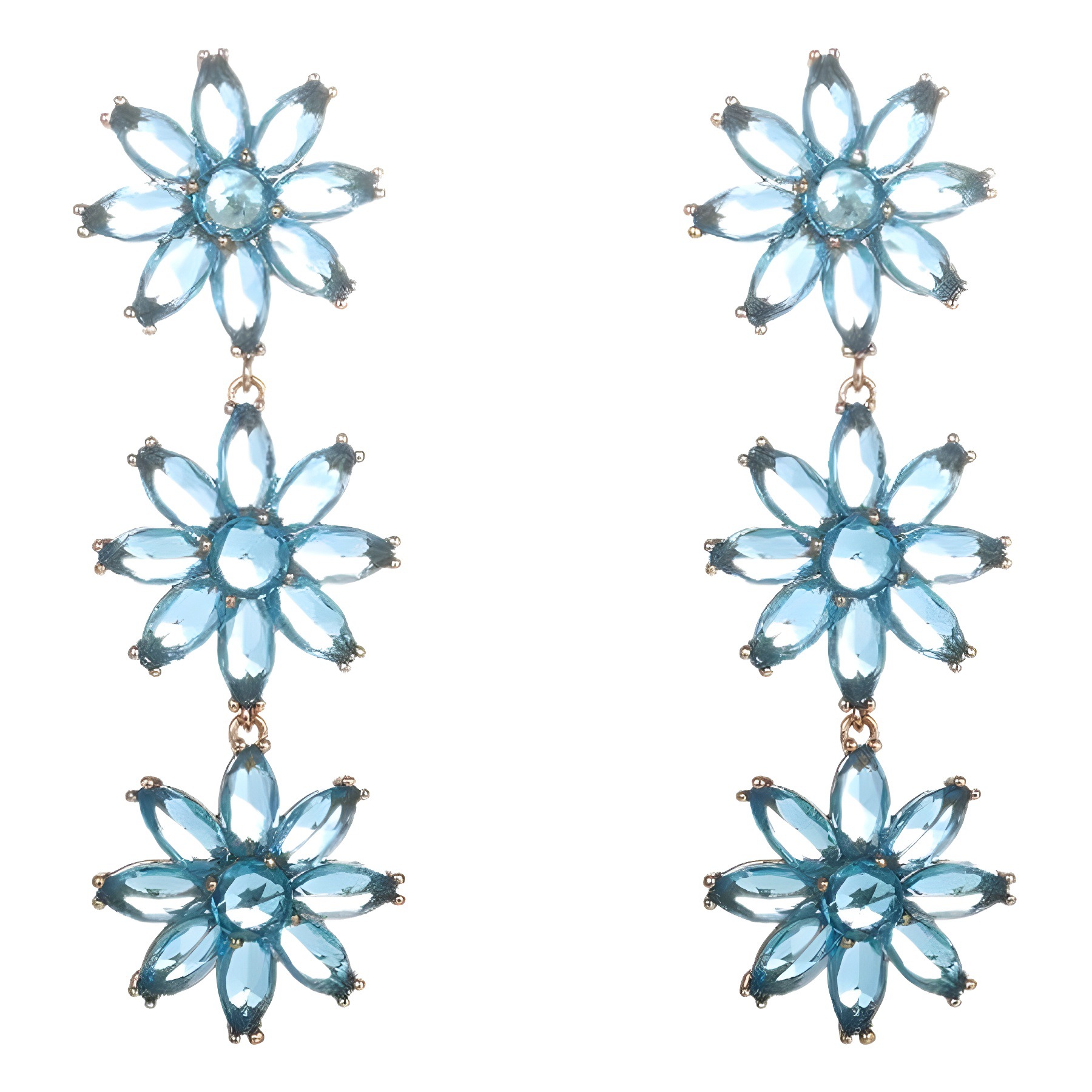 Xuping joyas gemas artificiales coloridas pendientes de flores largas para mujeres pequeños pendientes de moda frescos y lujosos de alta calidad