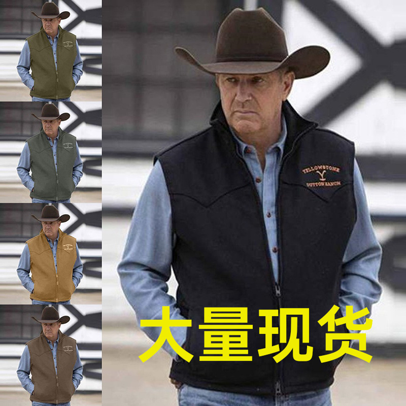 2025新款独立站ebay外贸跨境欧美男士 潮流修身印字马甲外套男