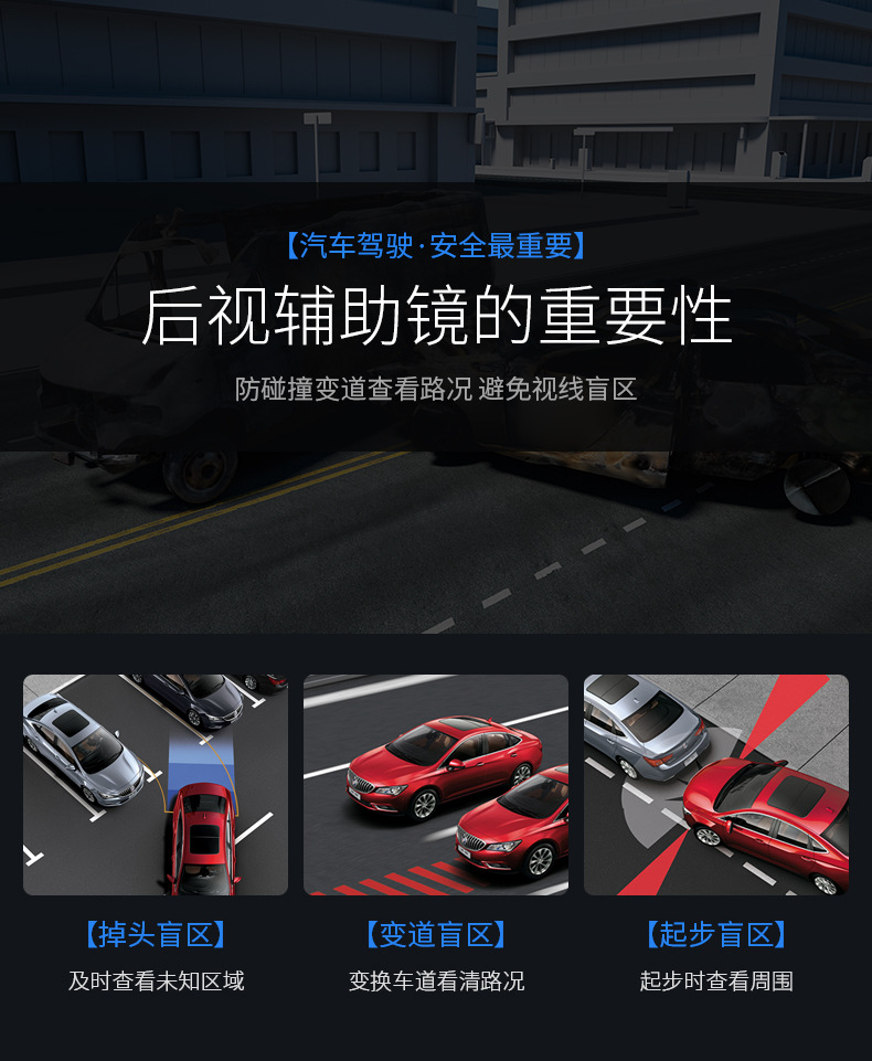 Suitable for Coach Car Auxiliary Rearview Mirror, Car Reversing Rearview Mirror, Dual Adjustment, Large Field of View, Wide-Angle Auxiliary Mirror Blind