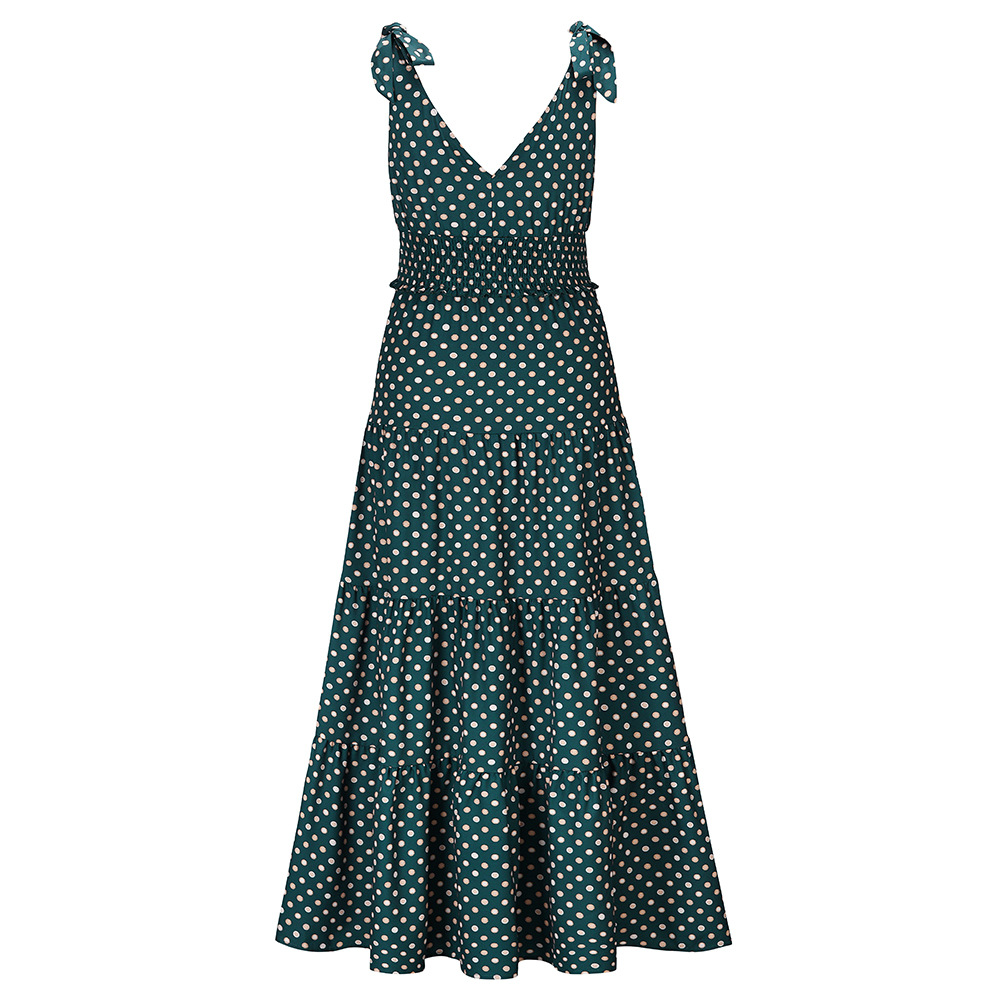 suspender V-neck polka dot slim large swing dress NSHYG118148