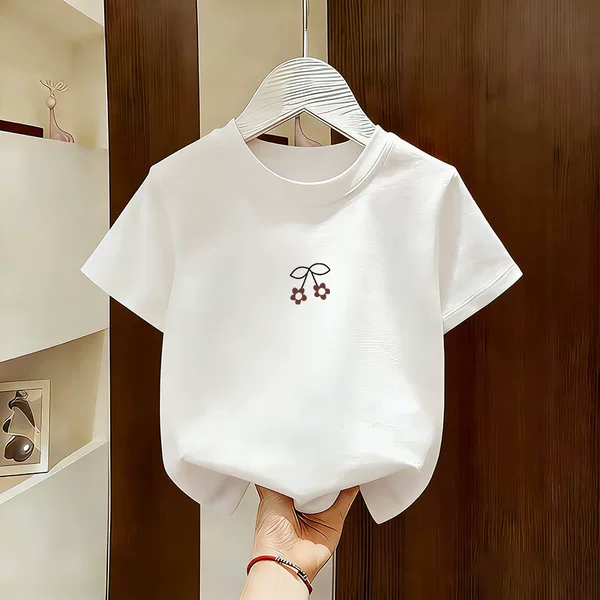 Girls' Short-Sleeved T-Shirt 2026 New Summer Kidsren's Clothing Pure Cotton Half-Sleeved Girls' Clothing Big Kidsren's Summer Clothing Tops t