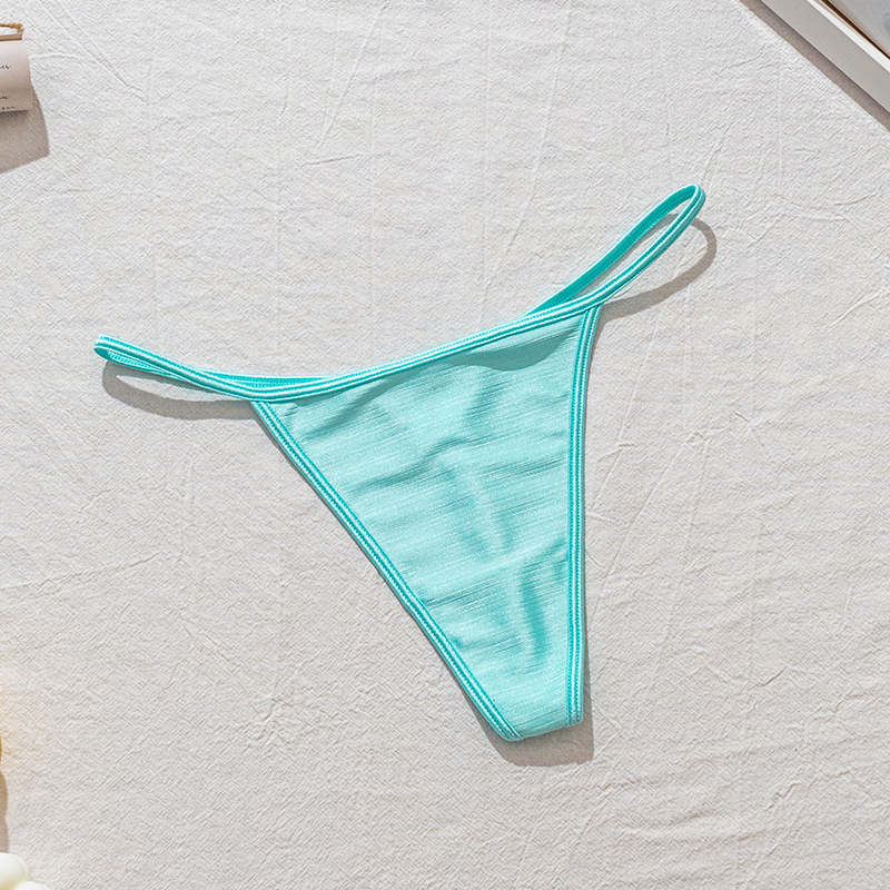 Nueva alta calidad nacarado tela ropa interior de las mujeres pequeño fresco dulce del color caramelo chica puro deseo sexy Tanga