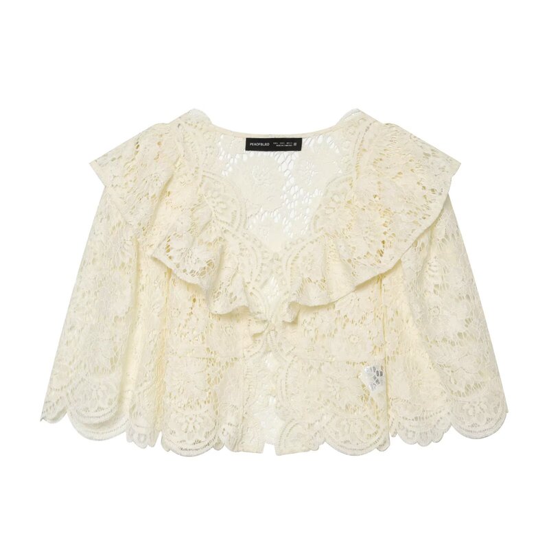 Foreign Trade Wholesale 2026 Summer New Style European and American Fashion Versatile Ruffled Lace Top 1341100