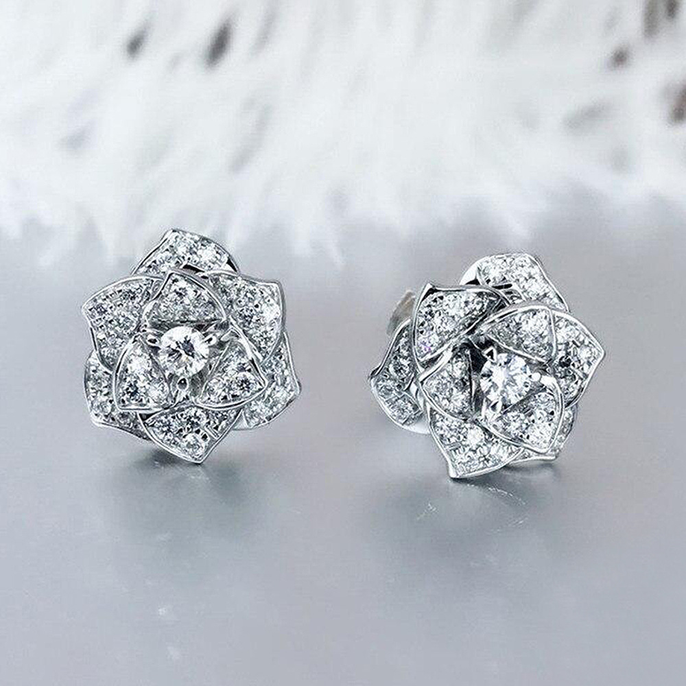 Zircon Stud Earrings Multi-coloured Crystal Jewellery Gift_voghion.com