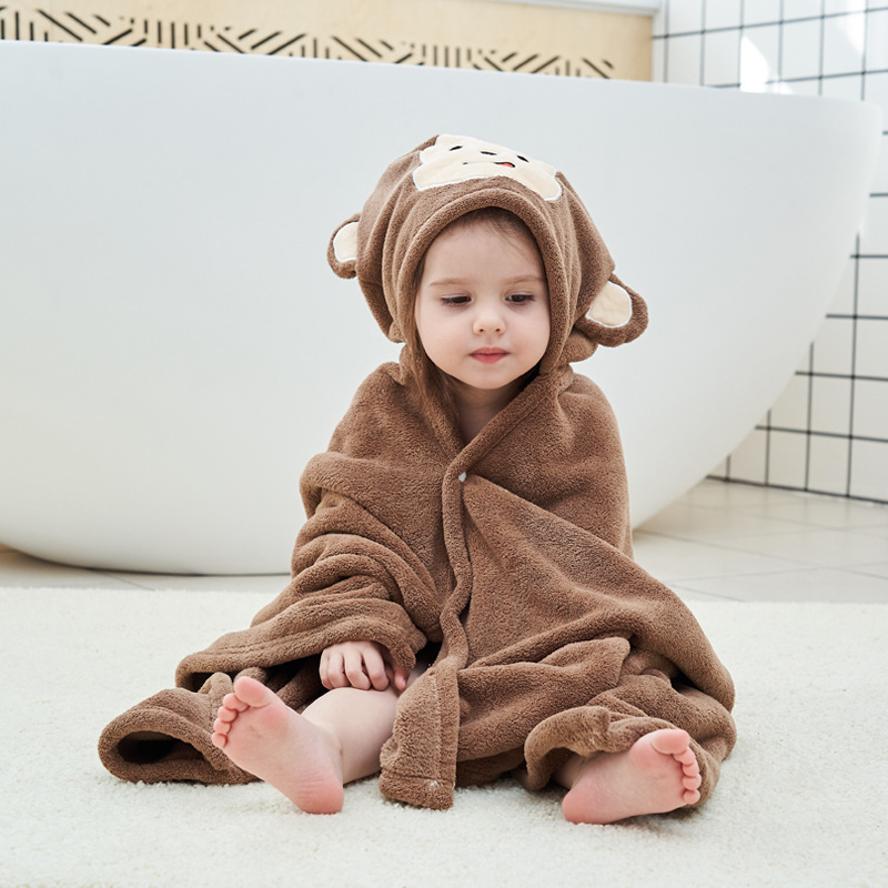 ✅ バスローブ子供用コーラルベルベットフード付きマント吸収性ベビーバス水泳着用可能ラップバスタオル卸売|undefined